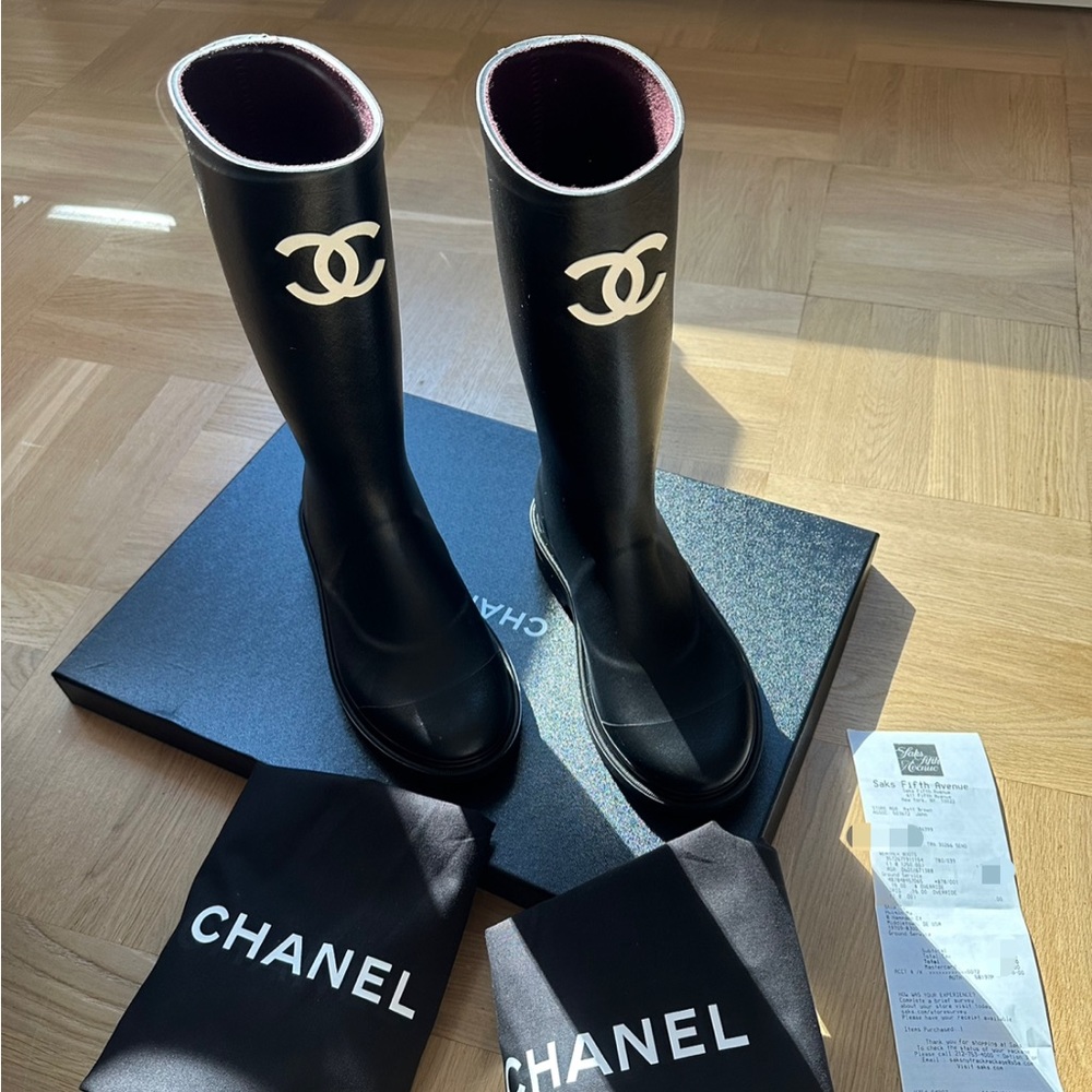 Chanel rain boots high boots 37